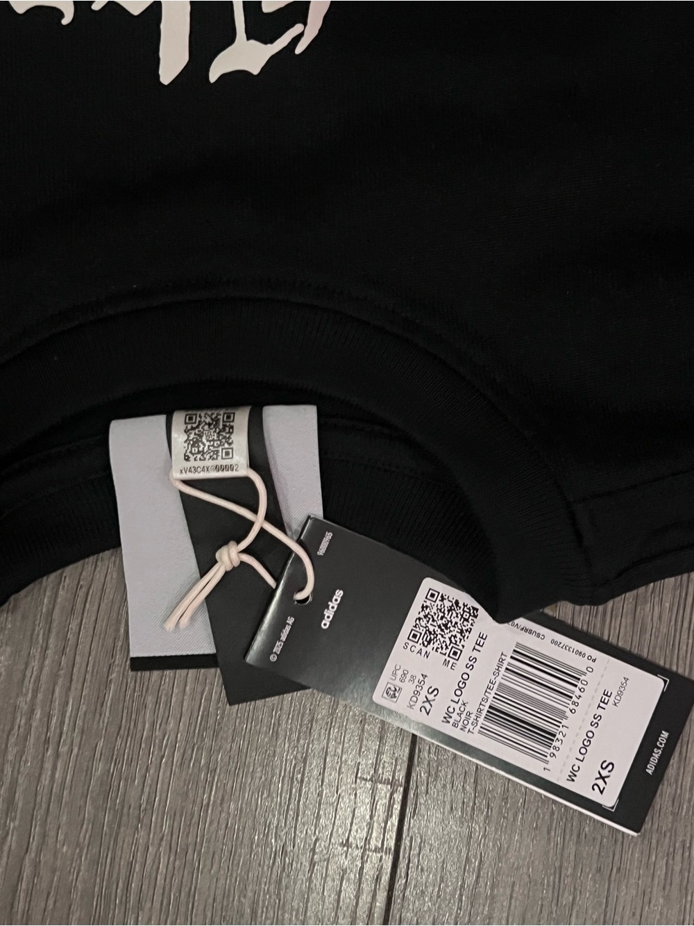 adidas Black Tee with White Logo and Rose Graphic - Picture 3 of 3